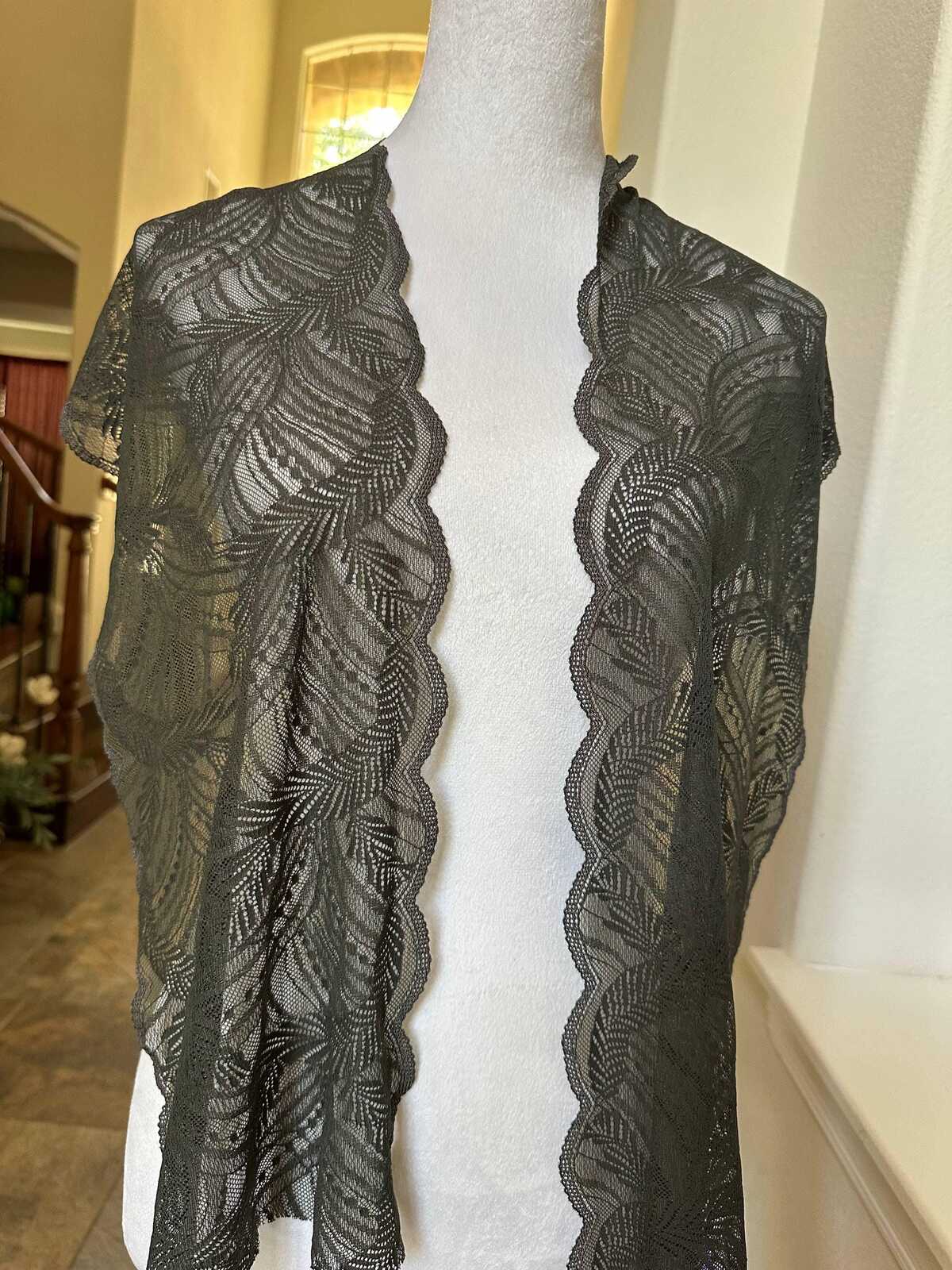 7" Sage Gray Stretch Lace Trim Wide Feather Wave Elastic Galloon Scalloped Edge Lace for Lingerie Underwear Garment Sewing Craft by the Yard