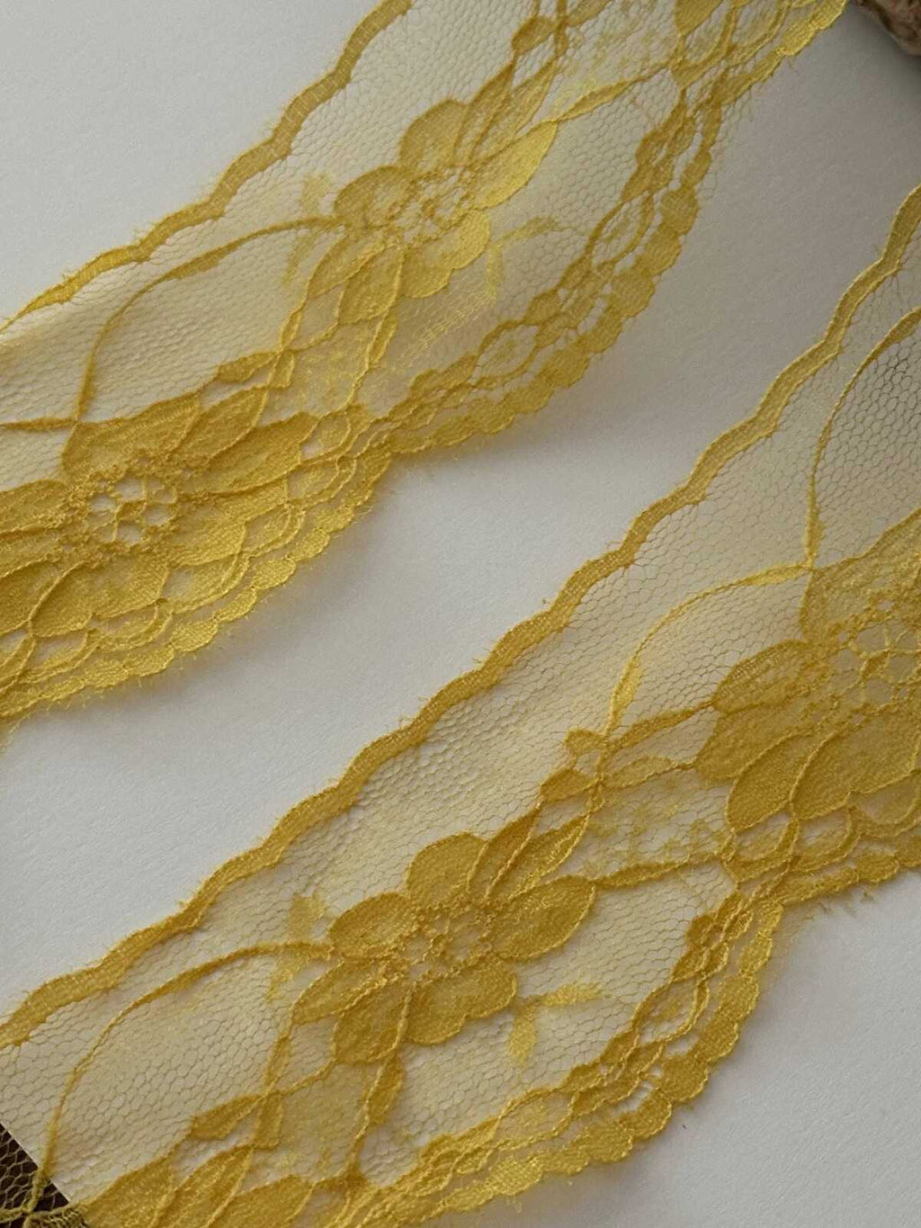 10yds Yellow Floral Non-Stretch Lace Trim, 2.1" Soft Ribbon, Bulk Clearance Coquette Y2K Lace, Garment Trim, DIY Sewing, Retail Wholesale