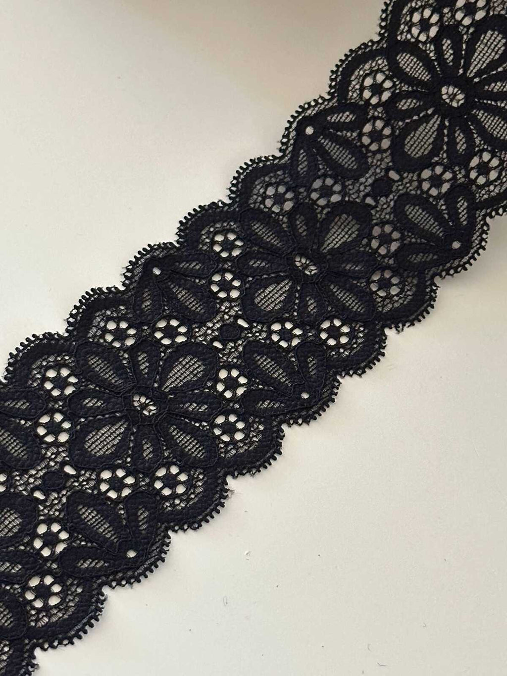 10yds Black Floral Stretch Lace, 2.1" Elastic Ribbon, Bulk Clearance Coquette Y2K Lace, Lingerie Lace, DIY Sewing, Retail Wholesale