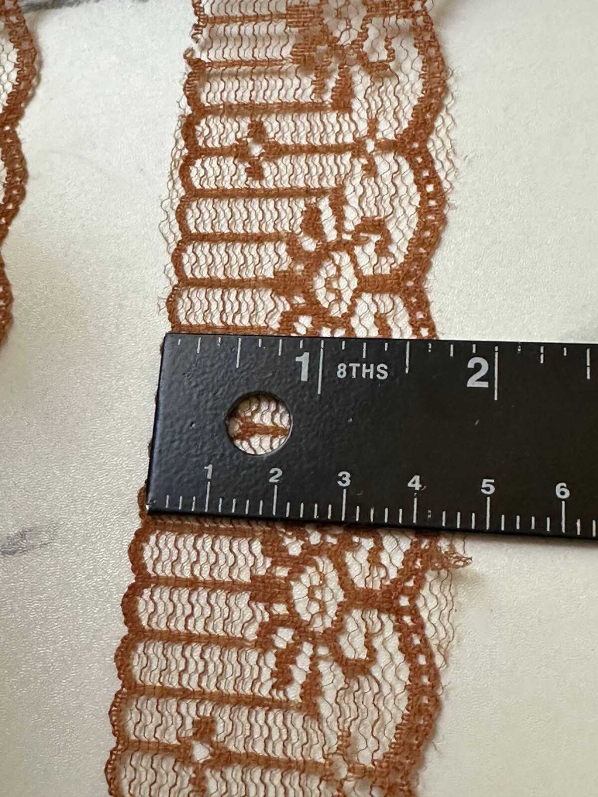 10 yds CLEARANCE！Amber Bronze Brown Rigid Non Stretch Lace Trim by the Yard, Structured Scalloped Ribbon for Hair Bows Crafts, 1.6"