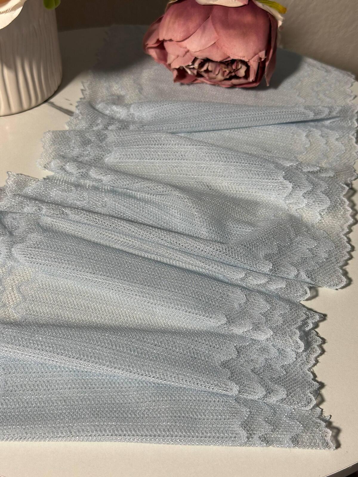 2Yds Soft Stretch 7.5" Ice Light Blue Zigzag Wave Mesh Lace Trim Wholesale