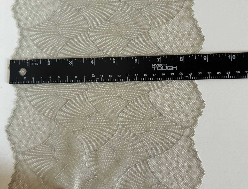 8.1" Sage Green Stretch Lace Trim Wide Fan Scalloped Shell Elastic Galloon Lace for Lingerie Underwear Garment Sewing Crafts by the Yard