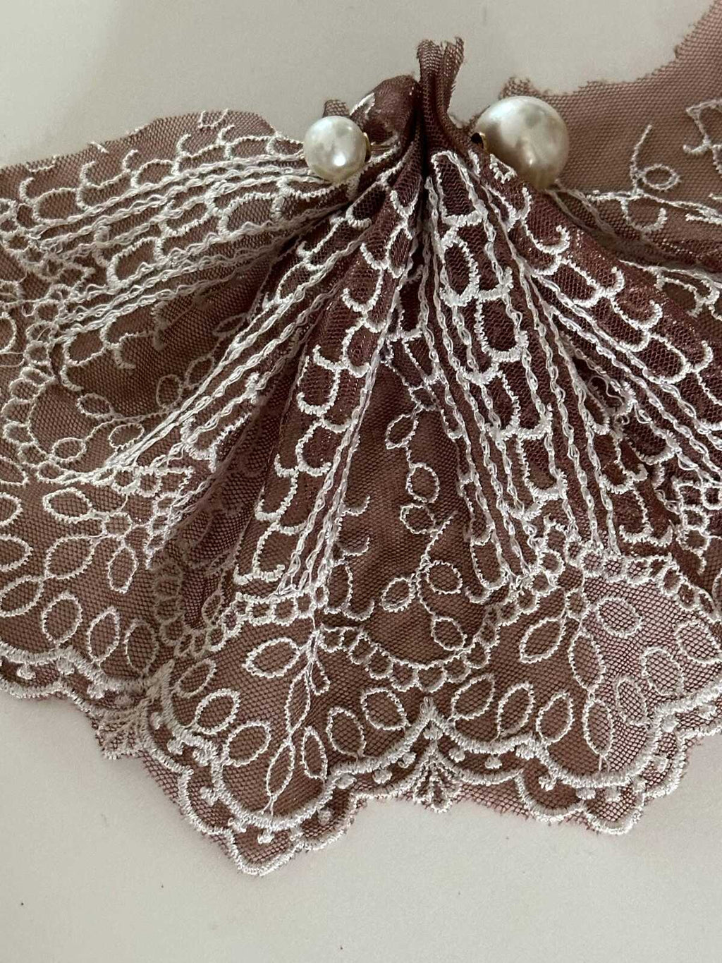 10yds Mocha Brown Cream Lace Trim, 4.5" Embroidered Ribbon, Bulk Clearance Coquette Y2K Lace, Garment Trim, DIY Sewing, Retail Wholesale