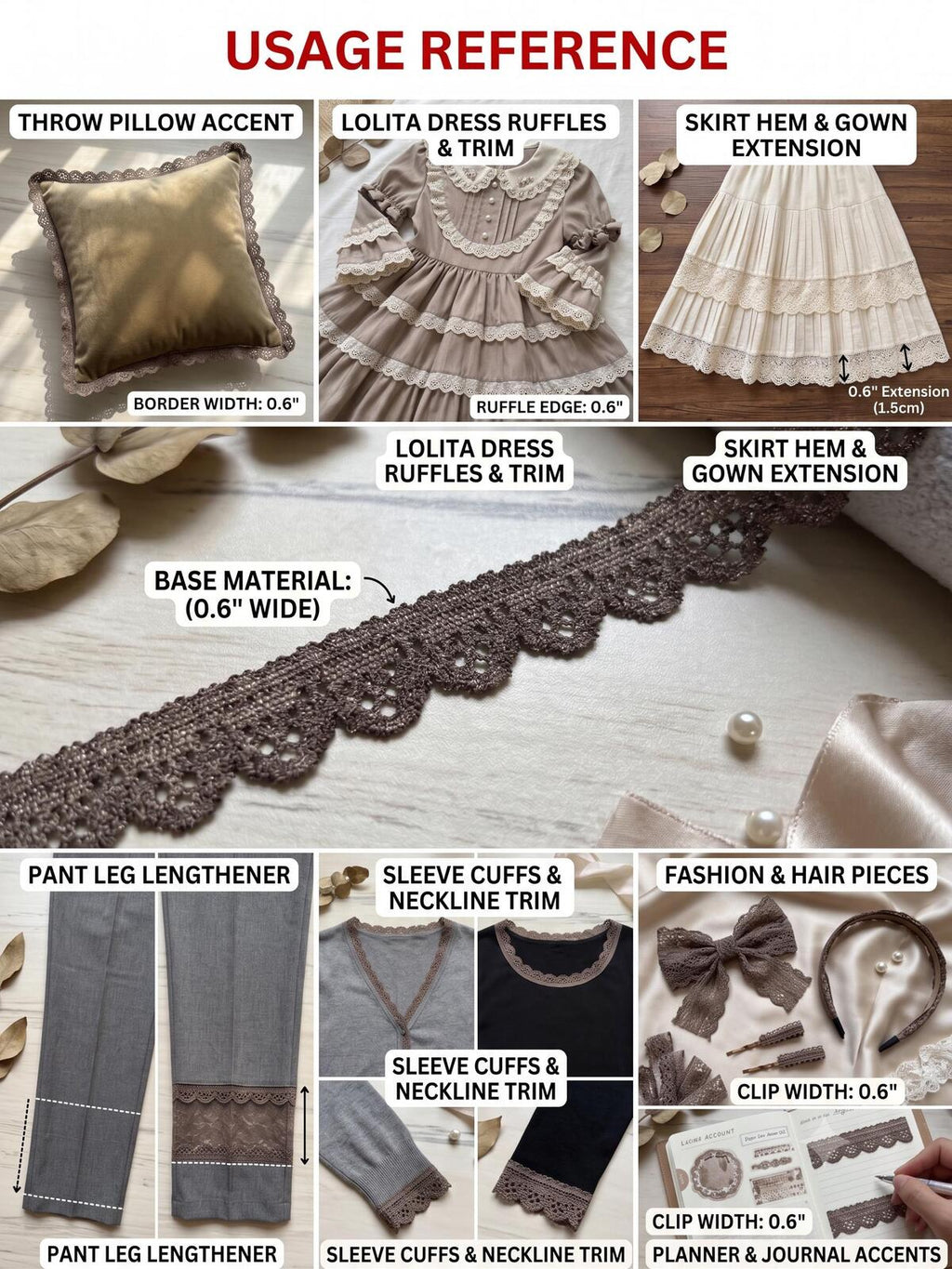 10yds Antique Bronze Gold Geometric Stretch Elastic Lace Trim Single Scalloped Narrow Ribbon for Lingerie Underwear Crafts, 0.6"
