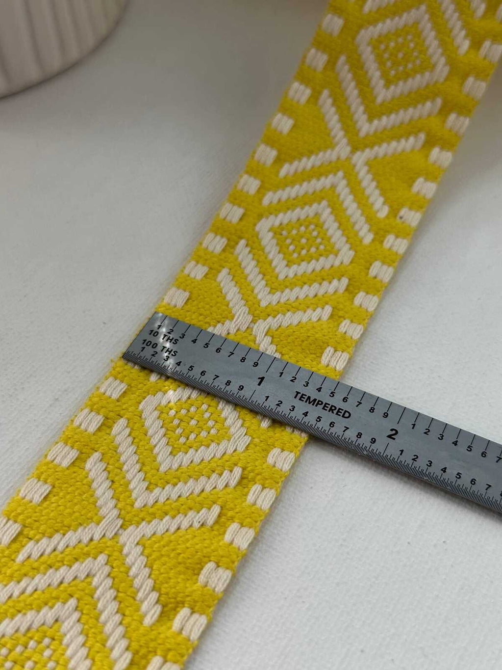 5Yds  1.5" Bright Yellow White Geometric Jacquard Woven Ribbon Wholesale