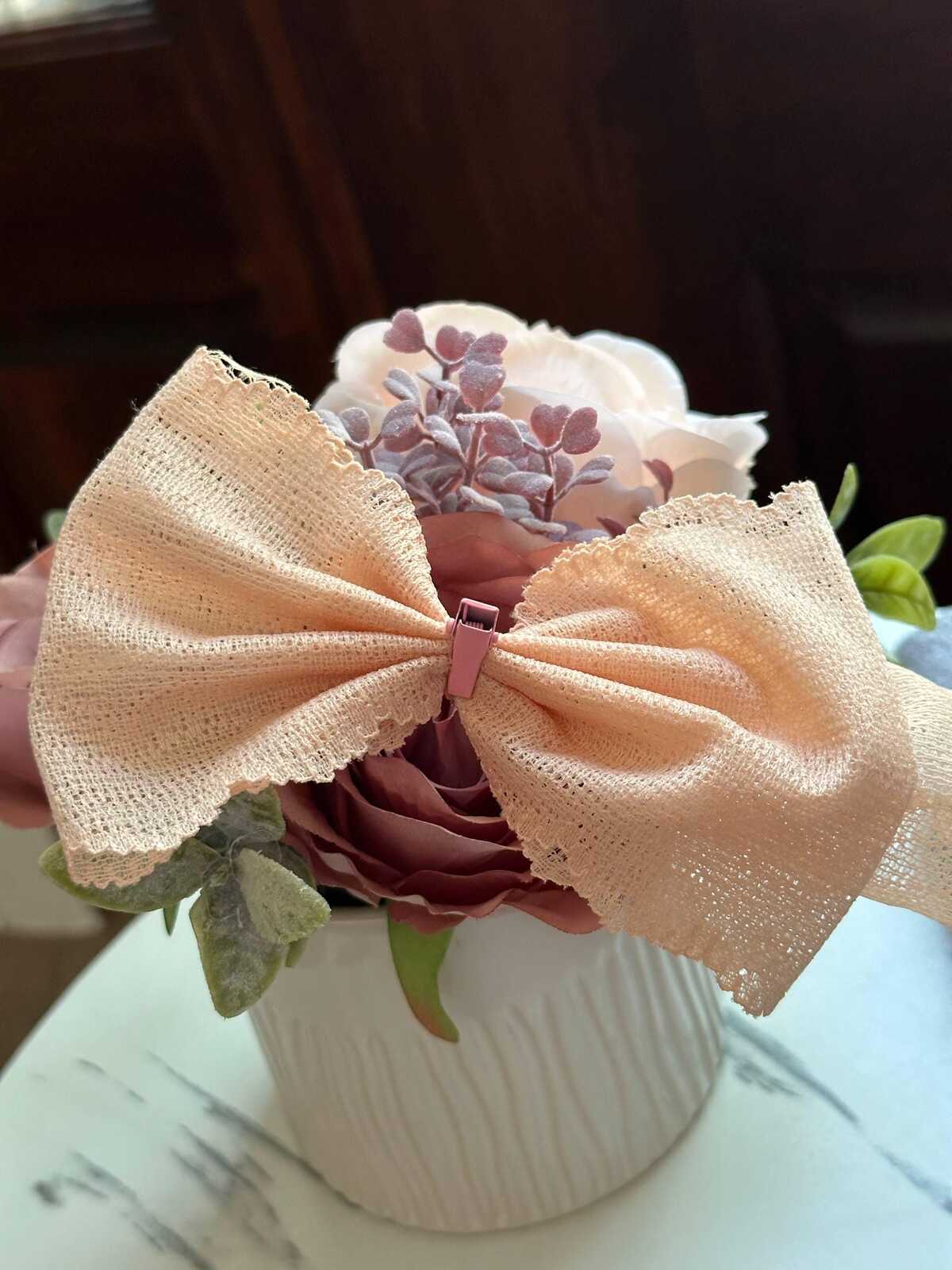 Nude Peach Stretch Mesh Lace Trim by the Yard, Wide Ribbon for Baby Headband Scrunchies Pleated Skirt, 3.5"