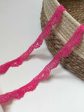 10yds Hot Pink Stretch Lace Trim, 0.5" Elastic Ribbon, Bulk Clearance Coquette Y2K Lace, Lingerie Lace, DIY Sewing, Retail Wholesale
