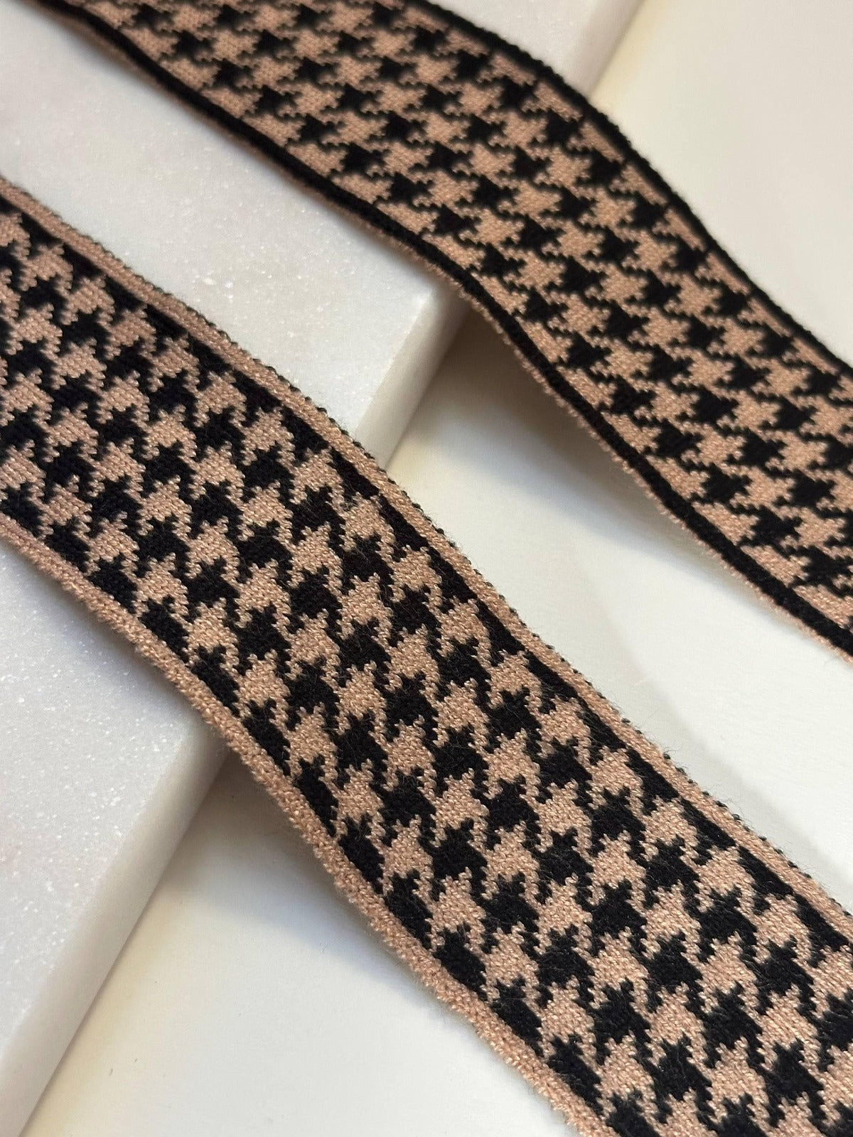 Soft Houndstooth Knit Ribbon Trim, 1.5" Elastic Webbing, Bulk Clearance Coquette Y2K Lace, Garment Trim, DIY Sewing, Retail Wholesale