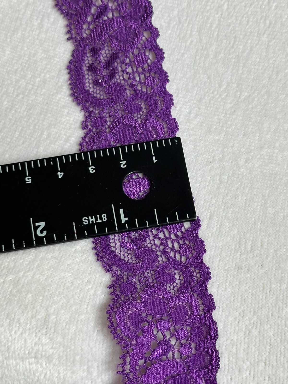 10yds 1.5" Purple Stretch Lace Trim Wide Violet Floral Elastic Galloon Scalloped Edge Lace for Lingerie Underwear Doll Clothing Sewing