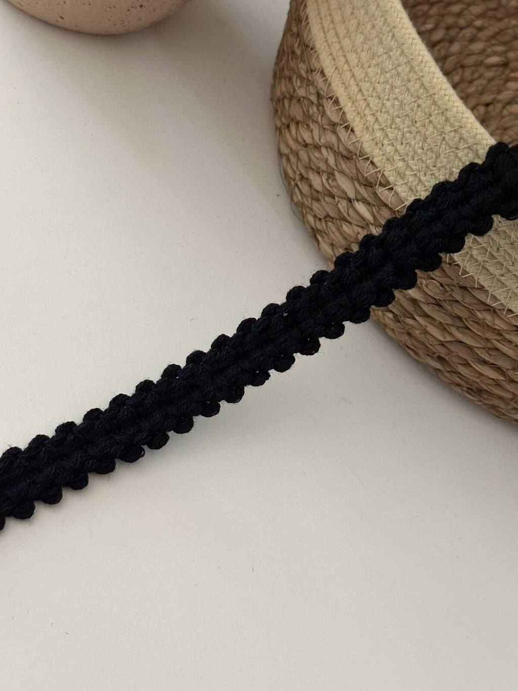 5Yds Non-Stretch 0.8" Black Braided Wool Yarn Braid Trim, DIY Craft Wholesale