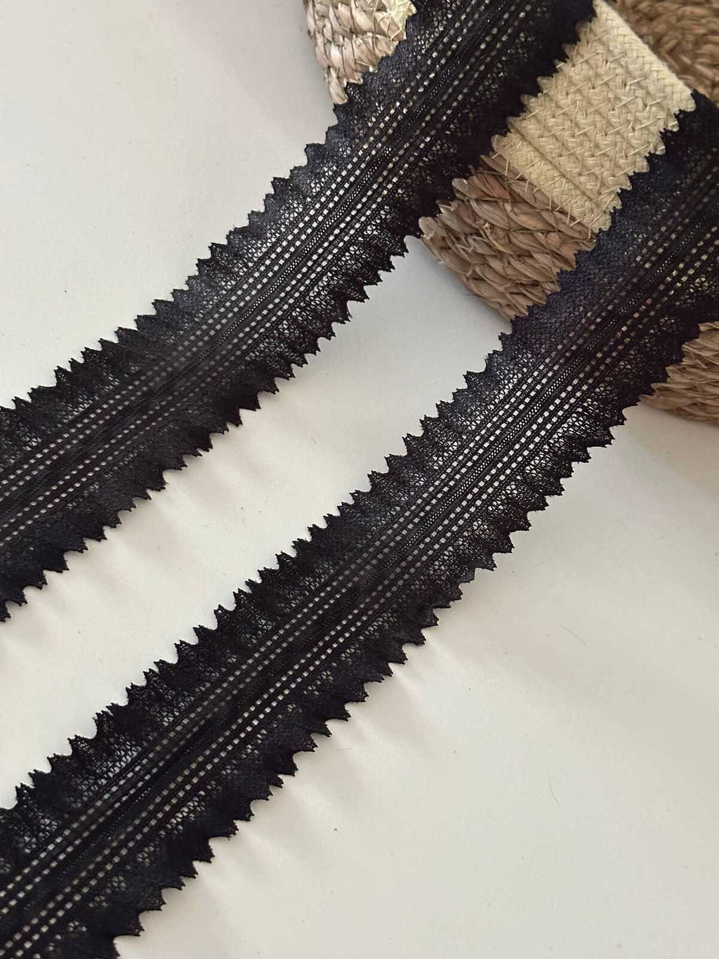 10yds Black Double Frill Stretch Lace, 1.5" Elastic Ribbon, Bulk Clearance Coquette Y2K Lace, Lingerie Lace, DIY Sewing, Retail Wholesale