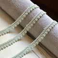 10yds Soft Sage Green Cotton Crochet Flower Lace Trim by the Yard, Narrow Floral Scalloped Ribbon for Crafts, 0.35", Retail Wholesale Bulk