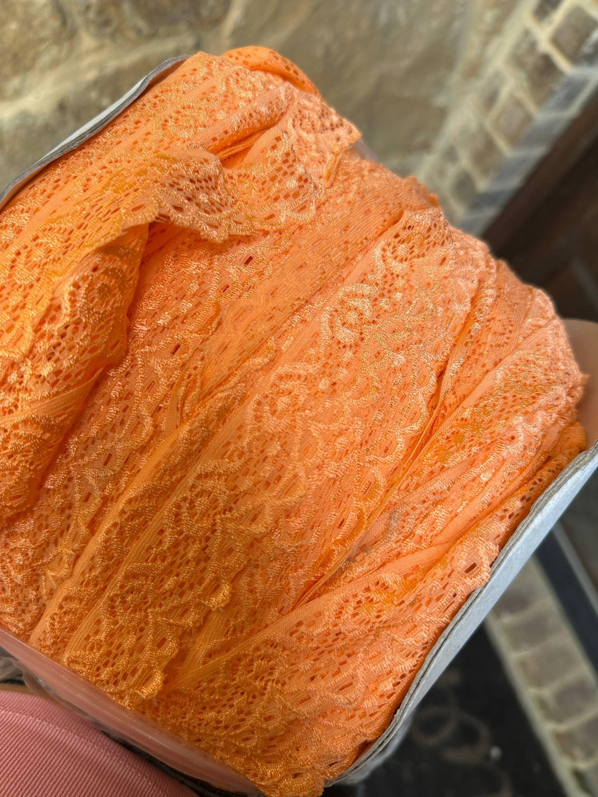 10yds  1" Apricot Orange Stretch Elastic Lace Trim Dainty Scalloped Edge Floral Ribbon for Lingerie Underwear Headbands Crafts Sewing