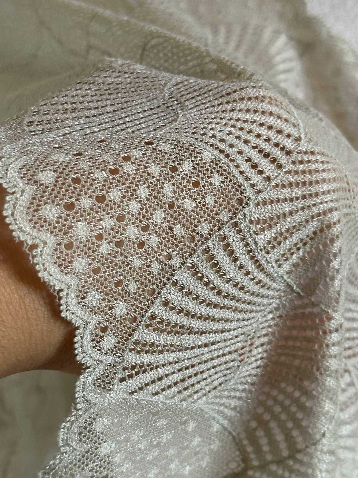 8.1" Sage Green Stretch Lace Trim Wide Fan Scalloped Shell Elastic Galloon Lace for Lingerie Underwear Garment Sewing Crafts by the Yard