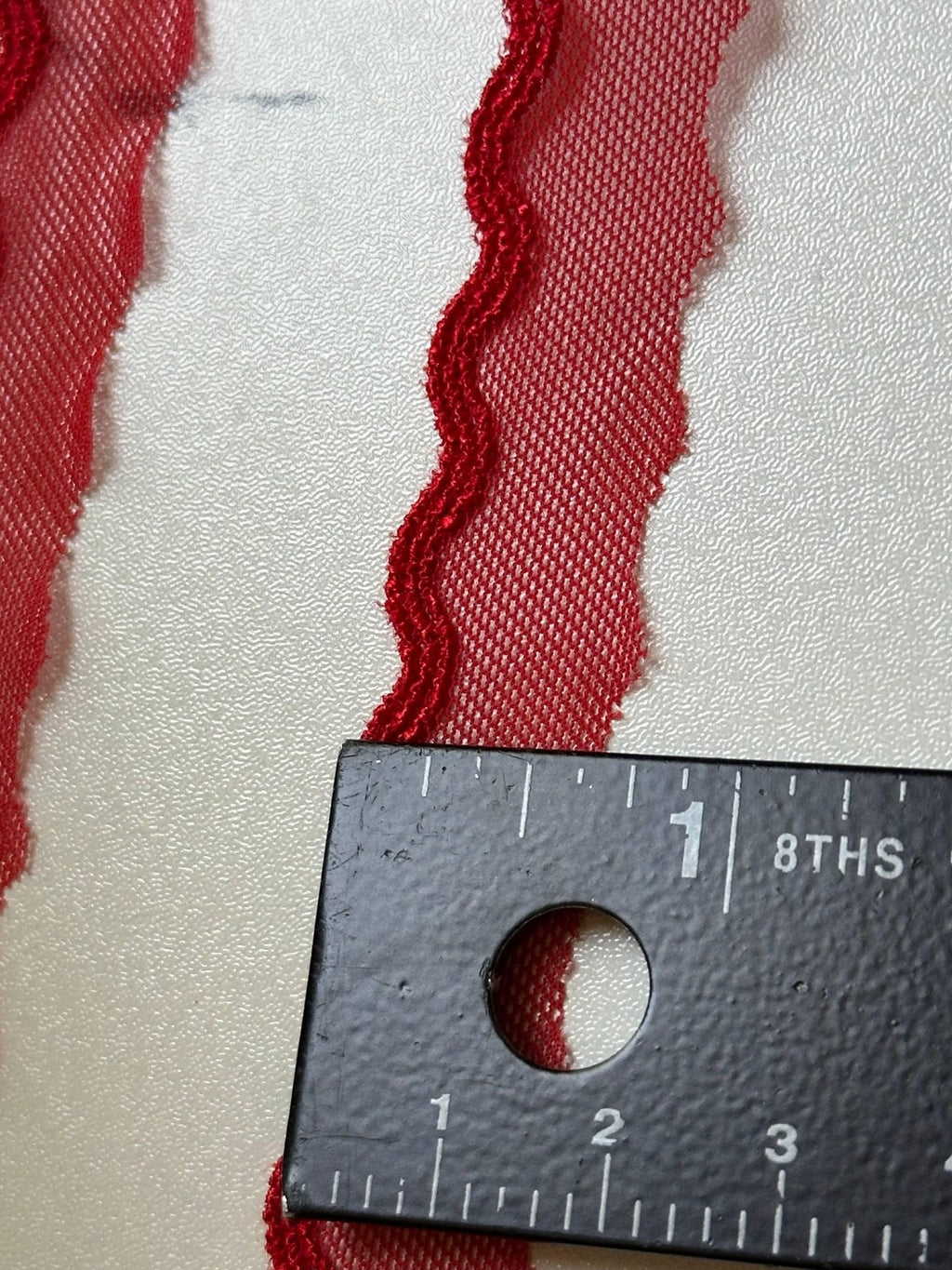 10yds Red Scalloped Mesh Lace Trim by Yard, Crescent Non Stretch Ribbon, Coquette Craft Supply, 0.6", Retail Wholesale Bulk