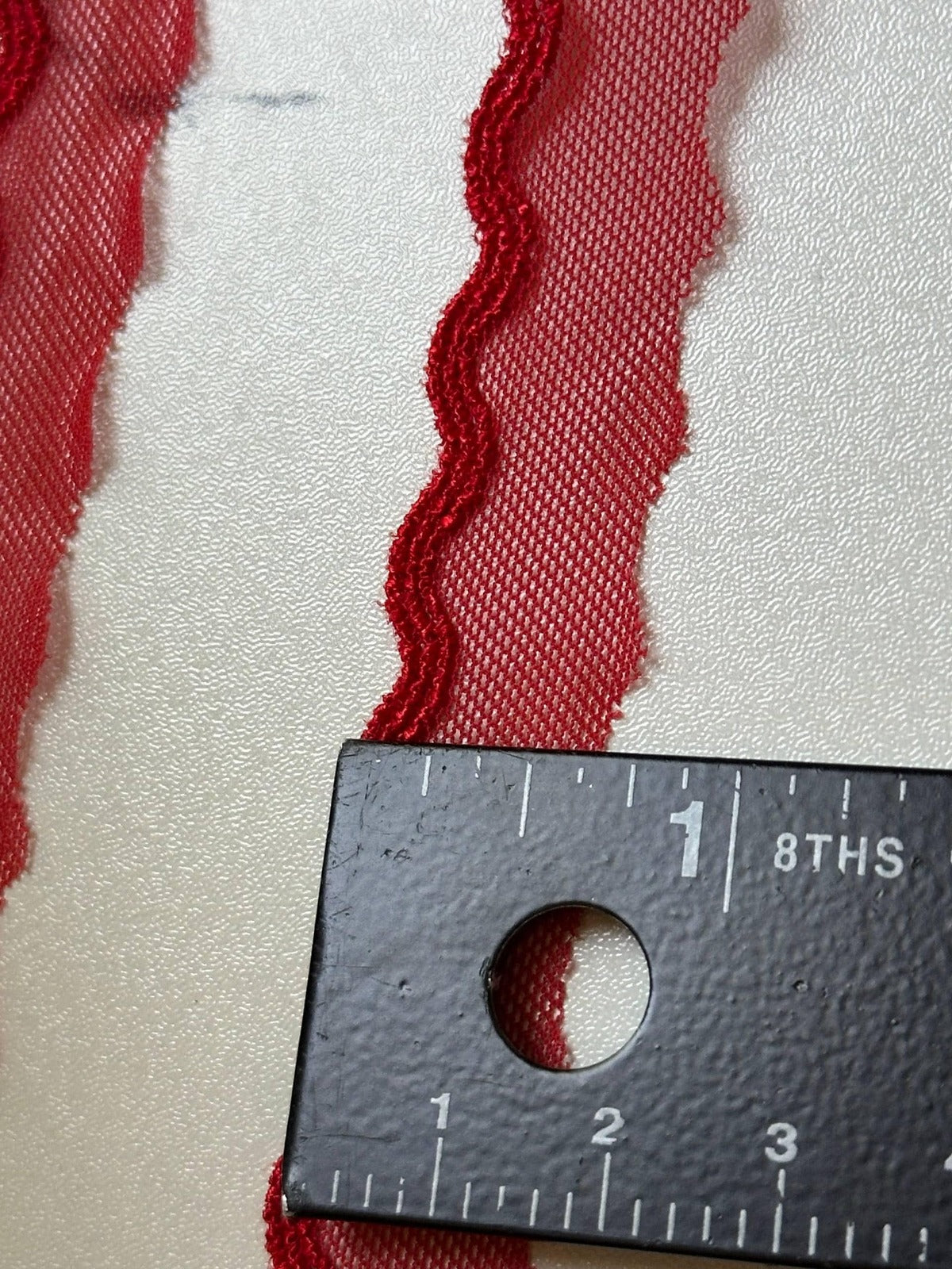 10yds Red Scalloped Mesh Lace Trim by Yard, Crescent Non Stretch Ribbon, Coquette Craft Supply, 0.6", Retail Wholesale Bulk