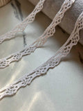 10yds White Cotton Scalloped Lace Trim by Yard, 0.5" Narrow Crochet Ribbon, Crown Wave Edge, Coquette Craft, DIY Sewing, Retail Wholesale