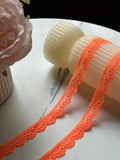 10yds Neon Orange Stretch Lace Trim, 0.5" Elastic Ribbon, Bulk Clearance Coquette Y2K Lace, Lingerie Lace, DIY Sewing, Retail Wholesale