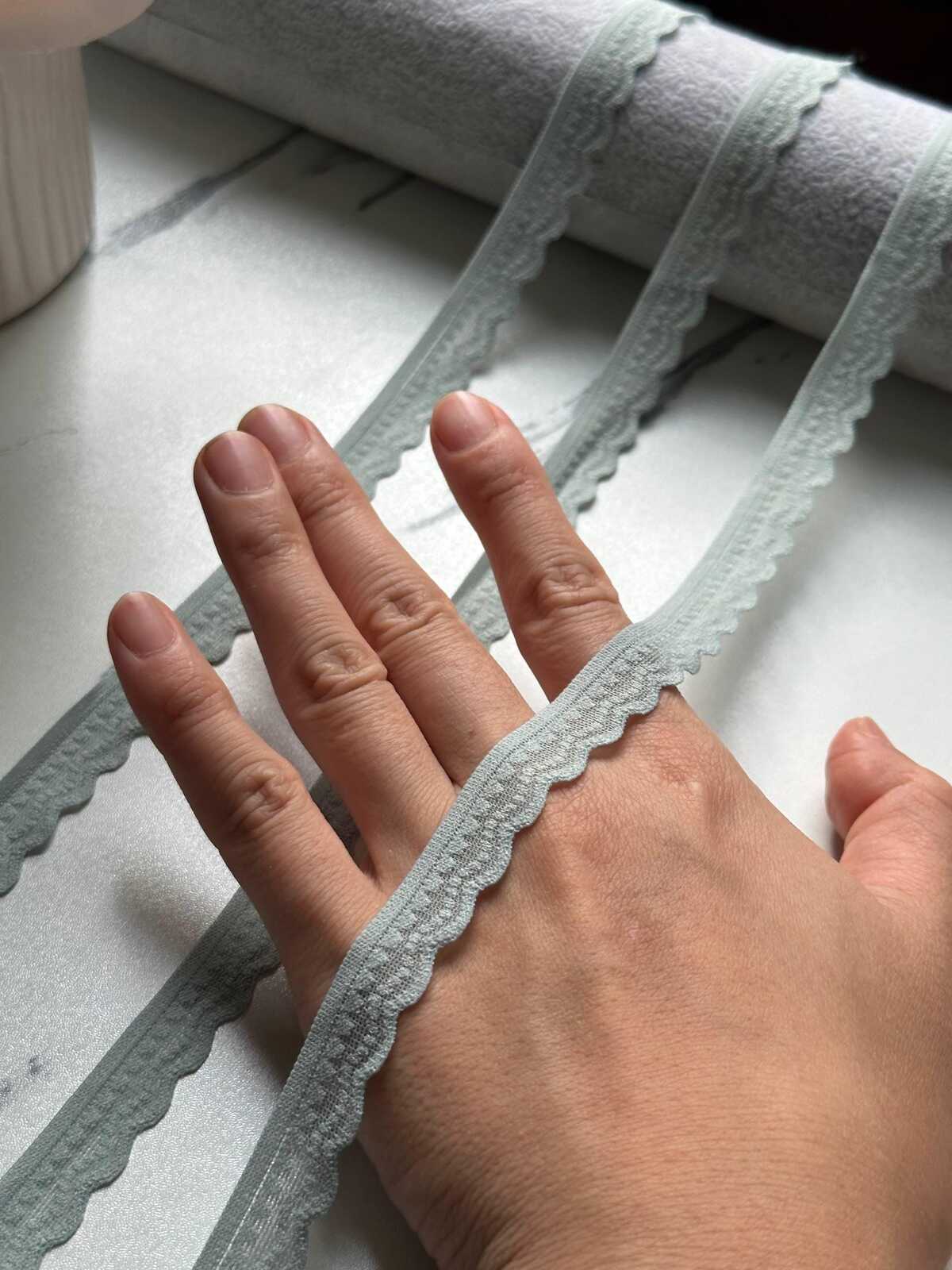 10yds  Sage Green Lingerie Elastic Trim, 0.75" Ultra Soft Ribbon, Coquette Y2K Lace, Scalloped, DIY Sewing Craft, Retail Wholesale
