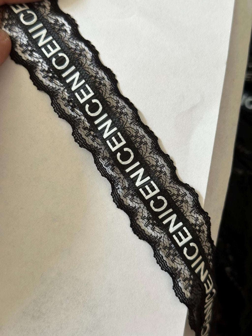 10Yds Non-Stretch 0.8" Black Letter Printed Mesh Lace Trim, Craft Wholesale