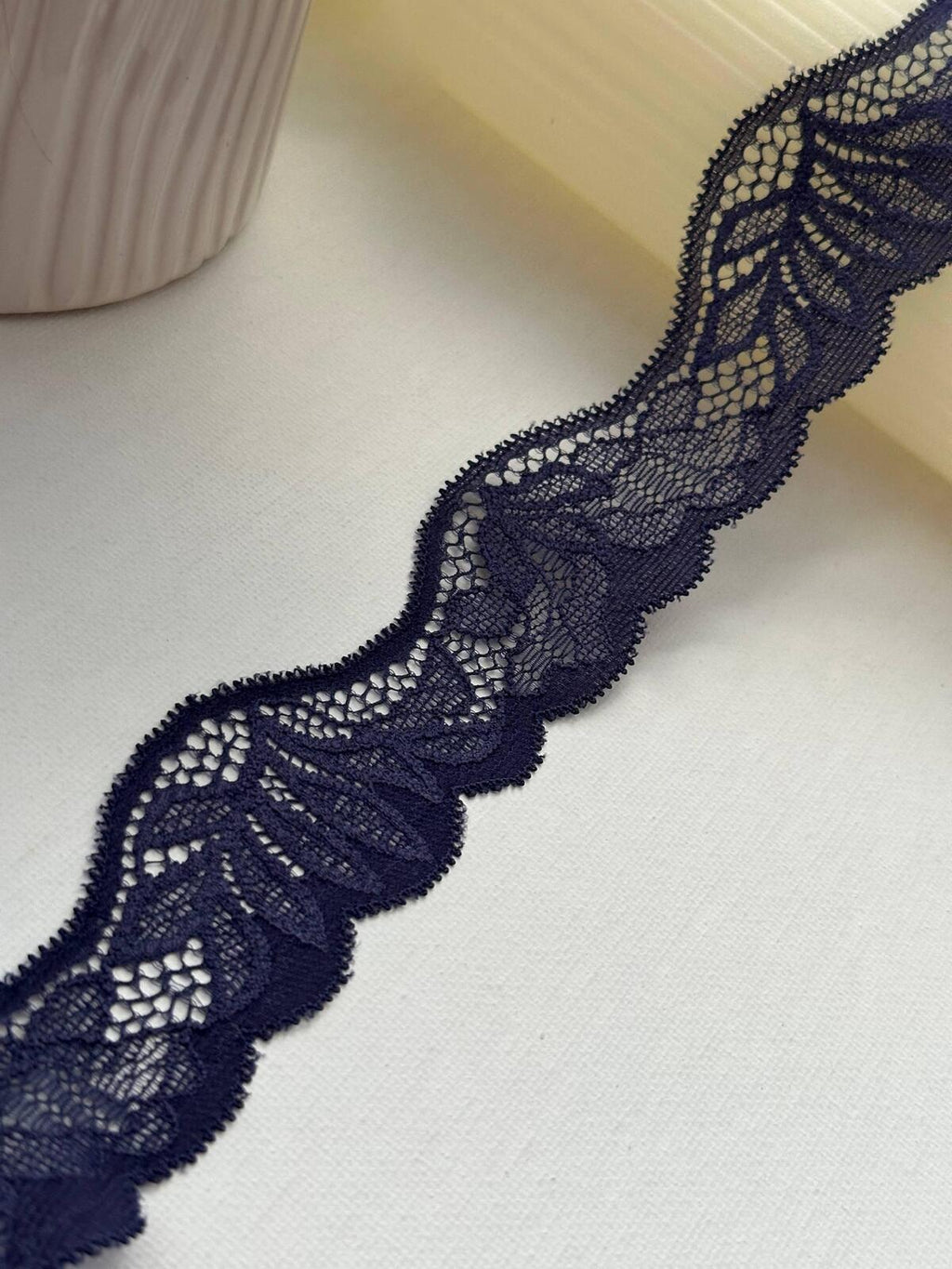 10Yds Stretch 1.5" Royal Navy Blue Wavy Scalloped Stretch Lace Trim Wholesale