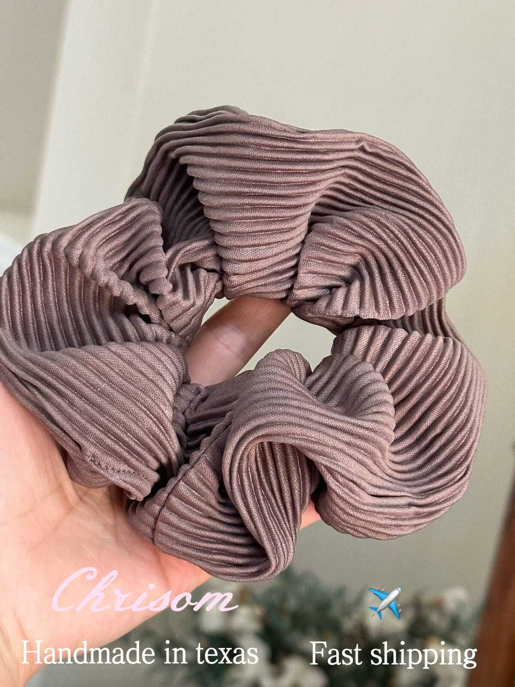 2pcs Pleated Satin Scrunchie Large Fluffy Hair Cloud - Creamy Mocha Dusty Mauve Hair Tie, Coquette Aesthetic Academic Satin