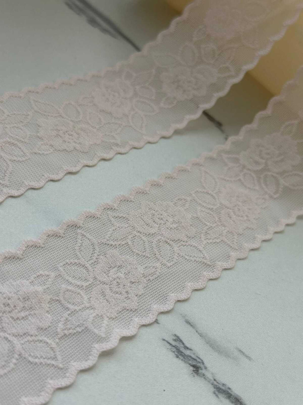10Yds Stretch 1.6" Soft Blush Pink Seamless Flat Stretch Lace Trim Wholesale