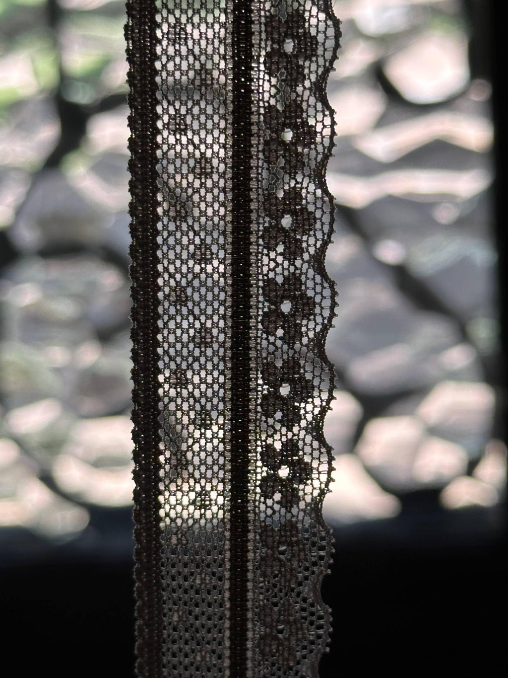 Soft Two Tone Milk Tea Mocha Brown Stretch Lace Trim by the Yard, Scalloped Elastic Ribbon for Coquette Crafts, 1", Retail Wholesale Bulk