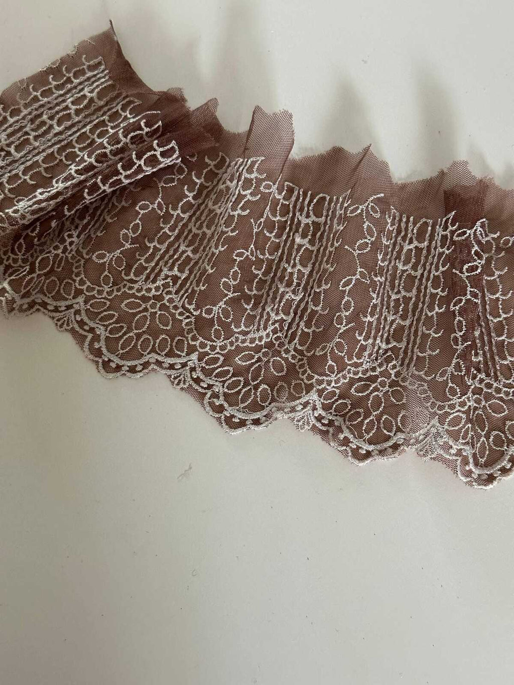 10yds Mocha Brown Cream Lace Trim, 4.5" Embroidered Ribbon, Bulk Clearance Coquette Y2K Lace, Garment Trim, DIY Sewing, Retail Wholesale
