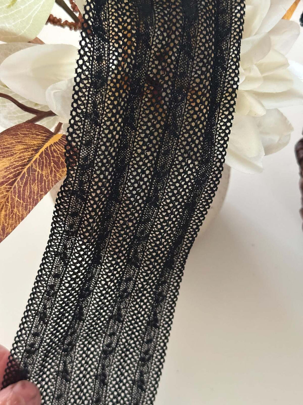 3Yds Stretch 3" Black Mesh Geometric Pattern Stretch Lace Trim, Wholesale