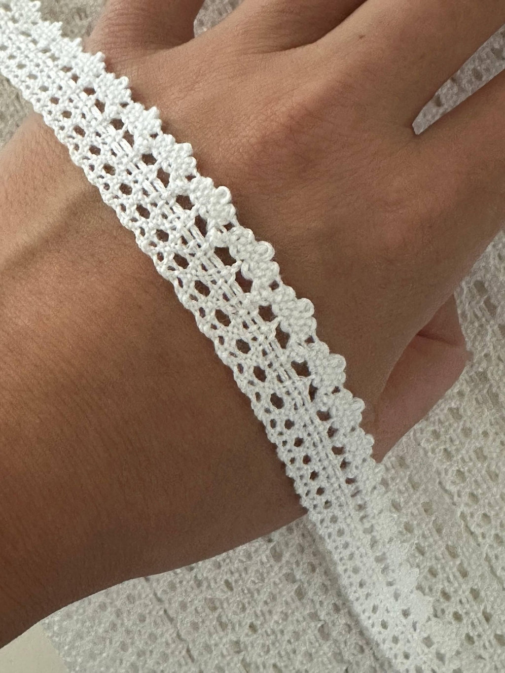 5Yds Non-Stretch 0.6" White Cotton Crochet Lace Trim, Vintage Craft Wholesale