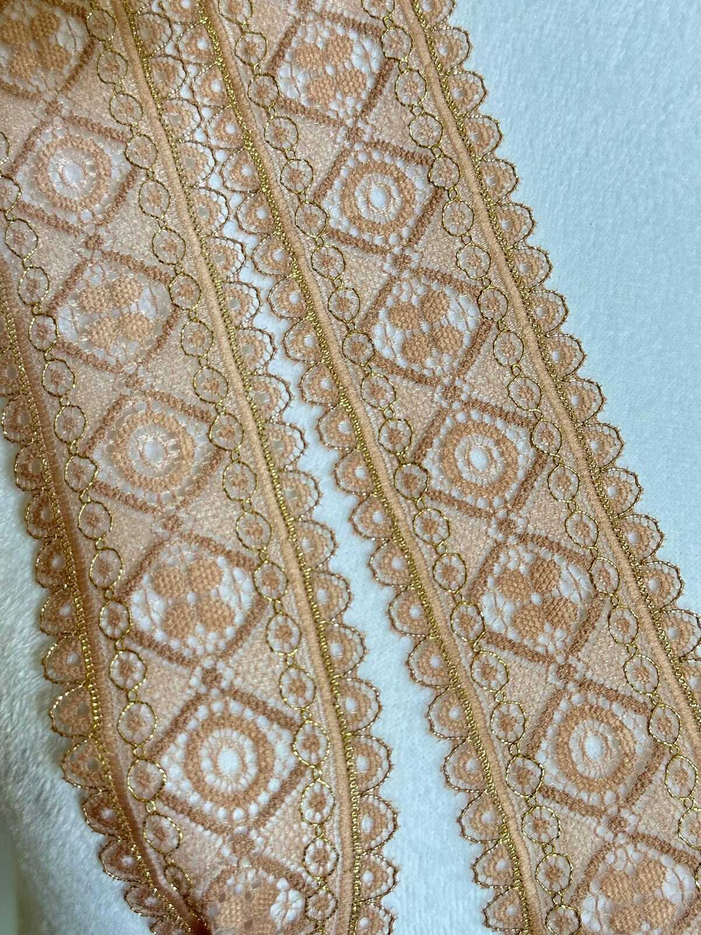 10yds 1.8" Gold Metallic Lace Champagne Stretch Elastic Galloon Scalloped Edge Geometric Ribbon for Lingerie Underwear Crafts Sewing