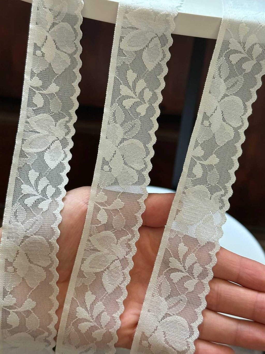 Pale Sage Green Ultra Soft High Stretch Elastic Lace Trim Invisible Seamless Scalloped Edge Underwear Ribbon for Lingerie Crafts, 1.25"