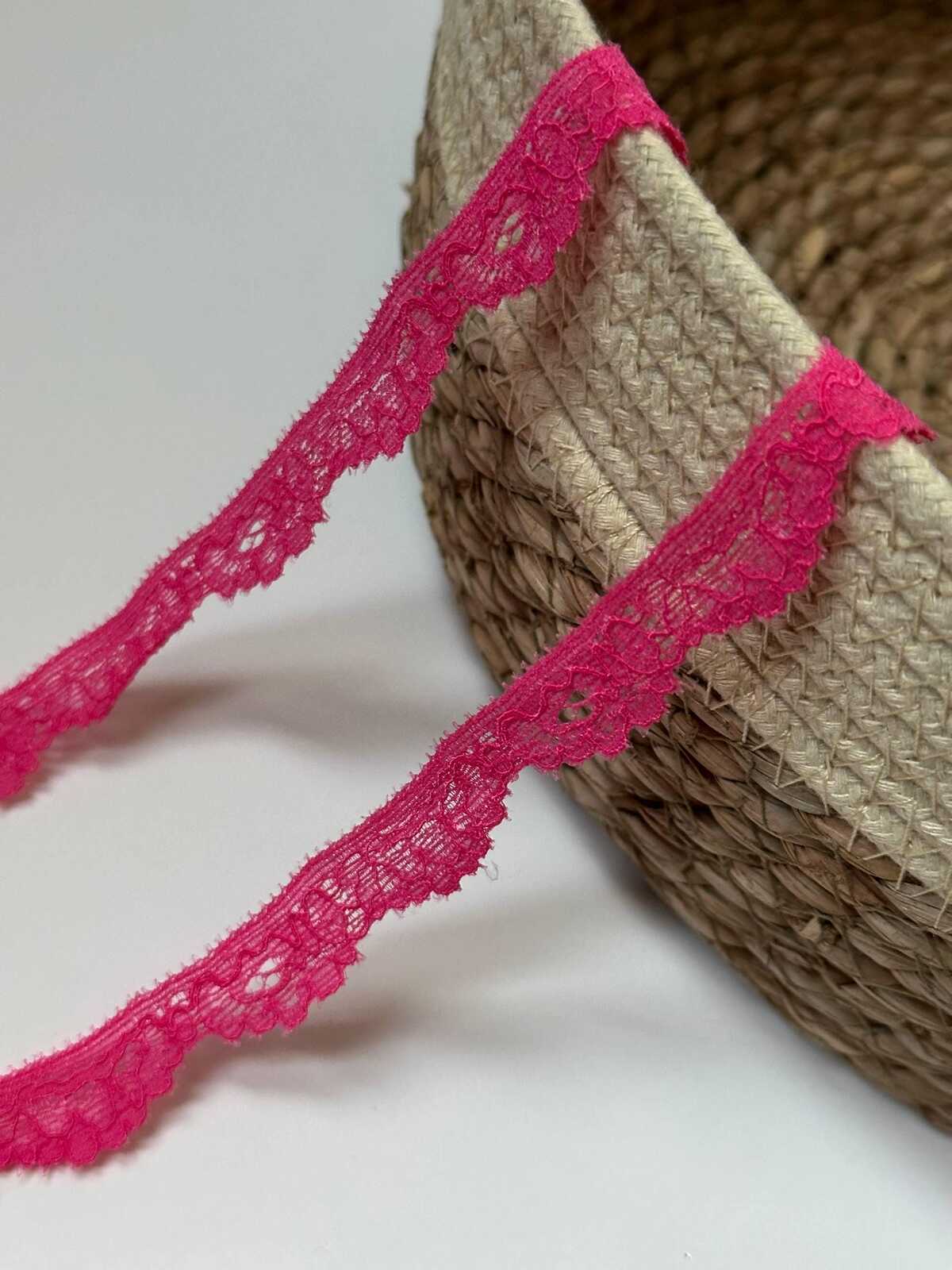 10yds Hot Pink Stretch Lace Trim, 0.5" Elastic Ribbon, Bulk Clearance Coquette Y2K Lace, Lingerie Lace, DIY Sewing, Retail Wholesale