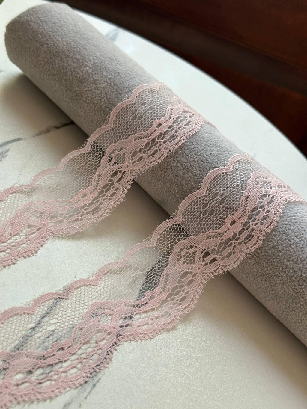 10yds Soft Light Baby Pink Floral Non Stretch Rigid Lace Trim by the Yard, Narrow Scalloped Galloon Ribbon for Apparel Crafts1.5"  Wholesale