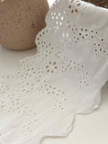 1Yard White Cotton Eyelet Lace Trim, 6" Wide Embroidered Ribbon, Bulk Clearance Coquette Y2K Lace, Garment Trim, DIY Sewing,Retail Wholesale