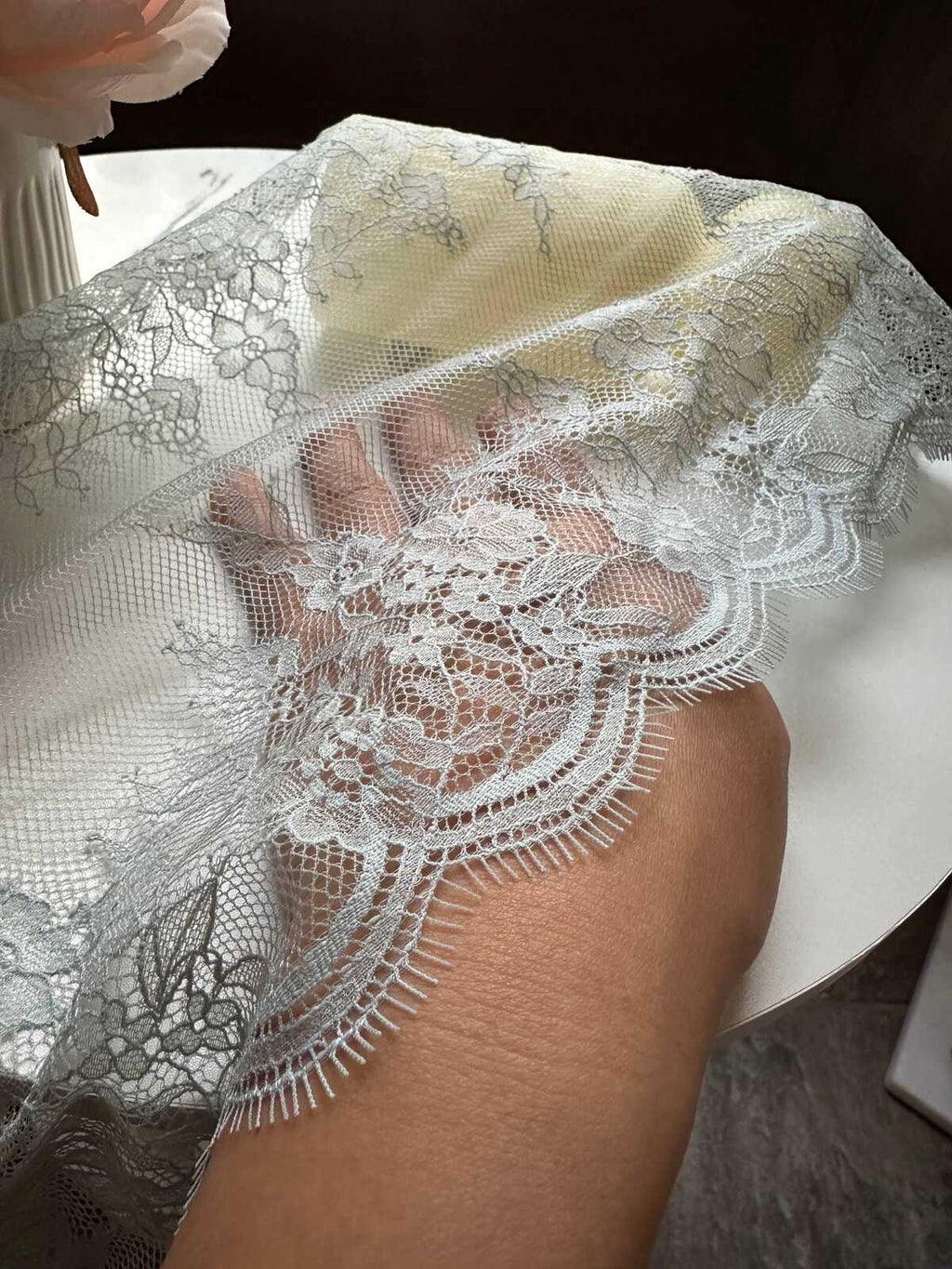 1.5Yards Sage Green Eyelash Lace Trim, 9" Non-Stretch Ribbon, Bulk Clearance Coquette Y2K Lace, Lingerie, DIY Sewing, Retail Wholesale