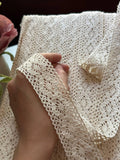 Natural Beige Cotton Crochet Lace Trim by the Yard, Vintage Symmetrical Scalloped Insertion Ribbon for Crafts, 1.4"