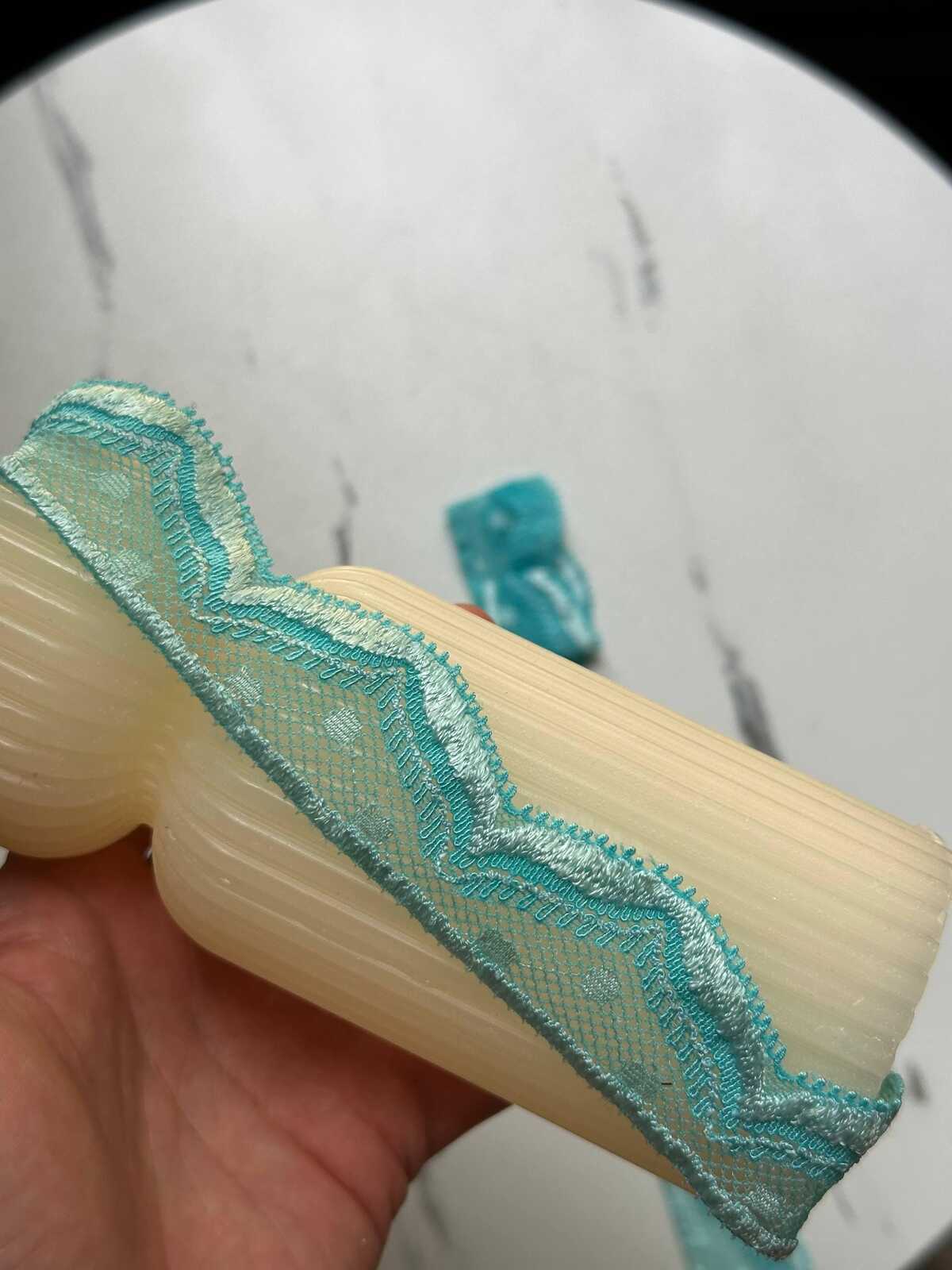 10yds Mint Aqua Turquoise Swiss Dot Elastic Stretch Lace Trim Symmetrical Double Scalloped Narrow Ribbon for  Crafts Sewing, 1.1"  Wholesale