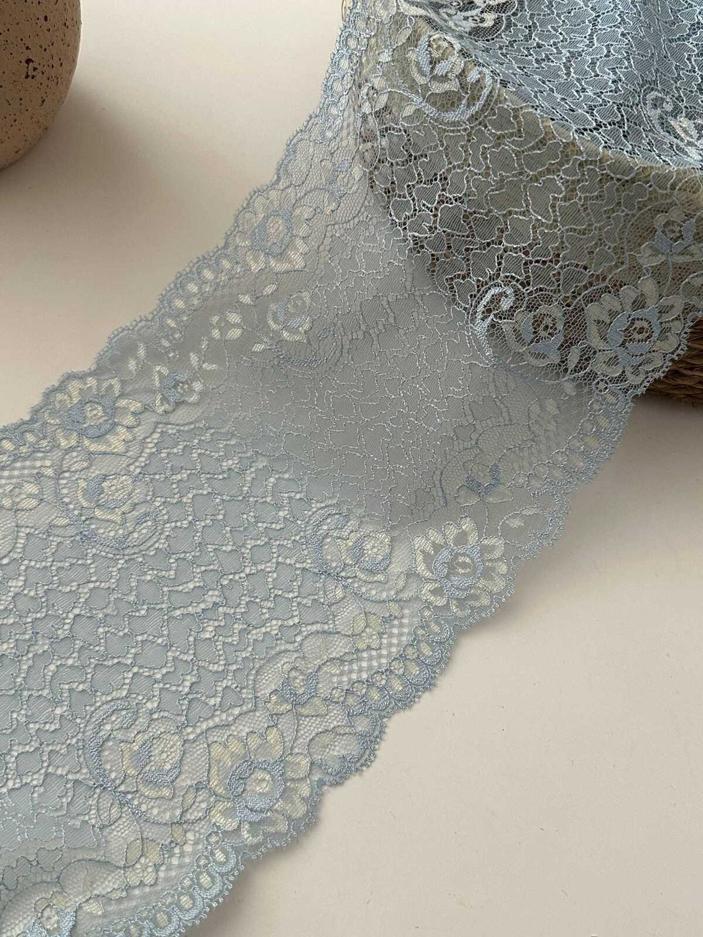 1Yard Japanese Lace, 6.5" Two-Tone Dust Blue Non-Stretch Chantilly Ribbon, Bulk Clearance Coquette Y2K Lace, Garment Trim, Retail Wholesale