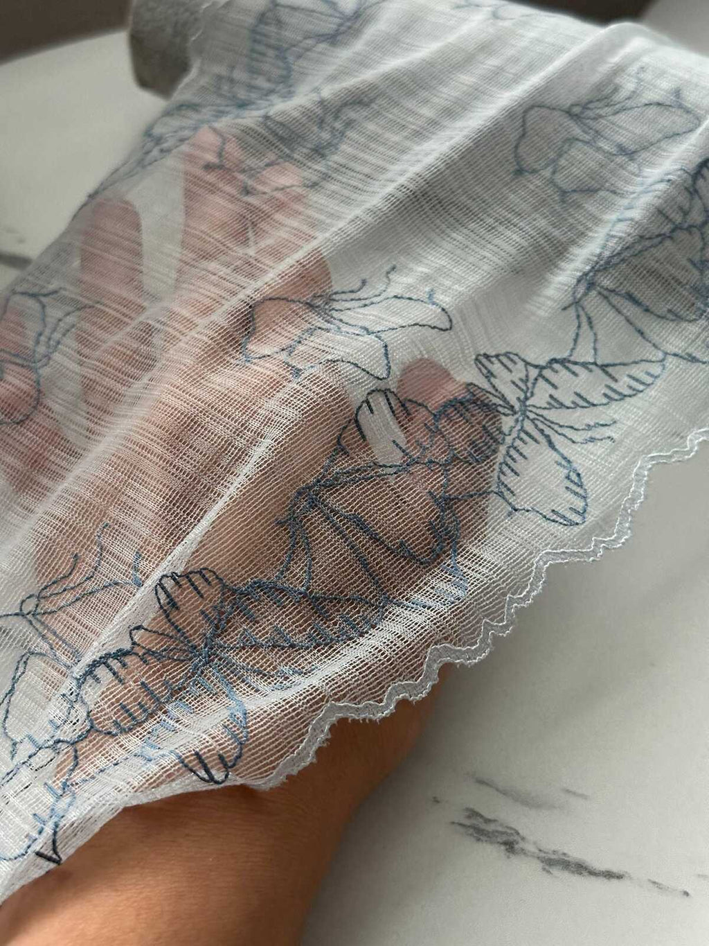 1Yd Soft Stretch 8.5" Blue Butterfly Embroidered Wide Stretch Lace Trim