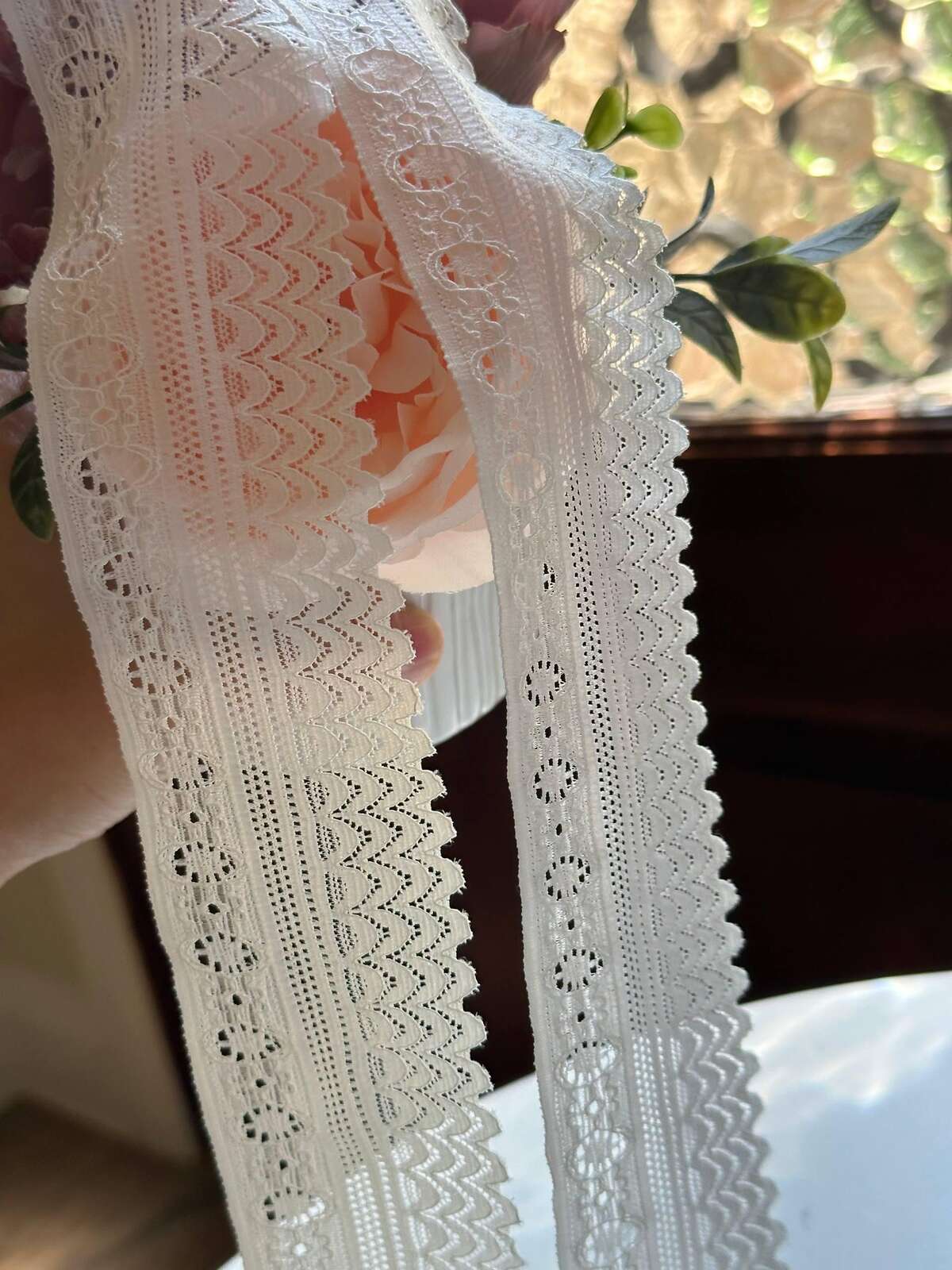 10yds Soft White Scalloped Geometric Stretch Lace Trim by the Yard, Soft Elastic Ribbon for Coquette Crafts, 2", Retail Wholesale Bulk