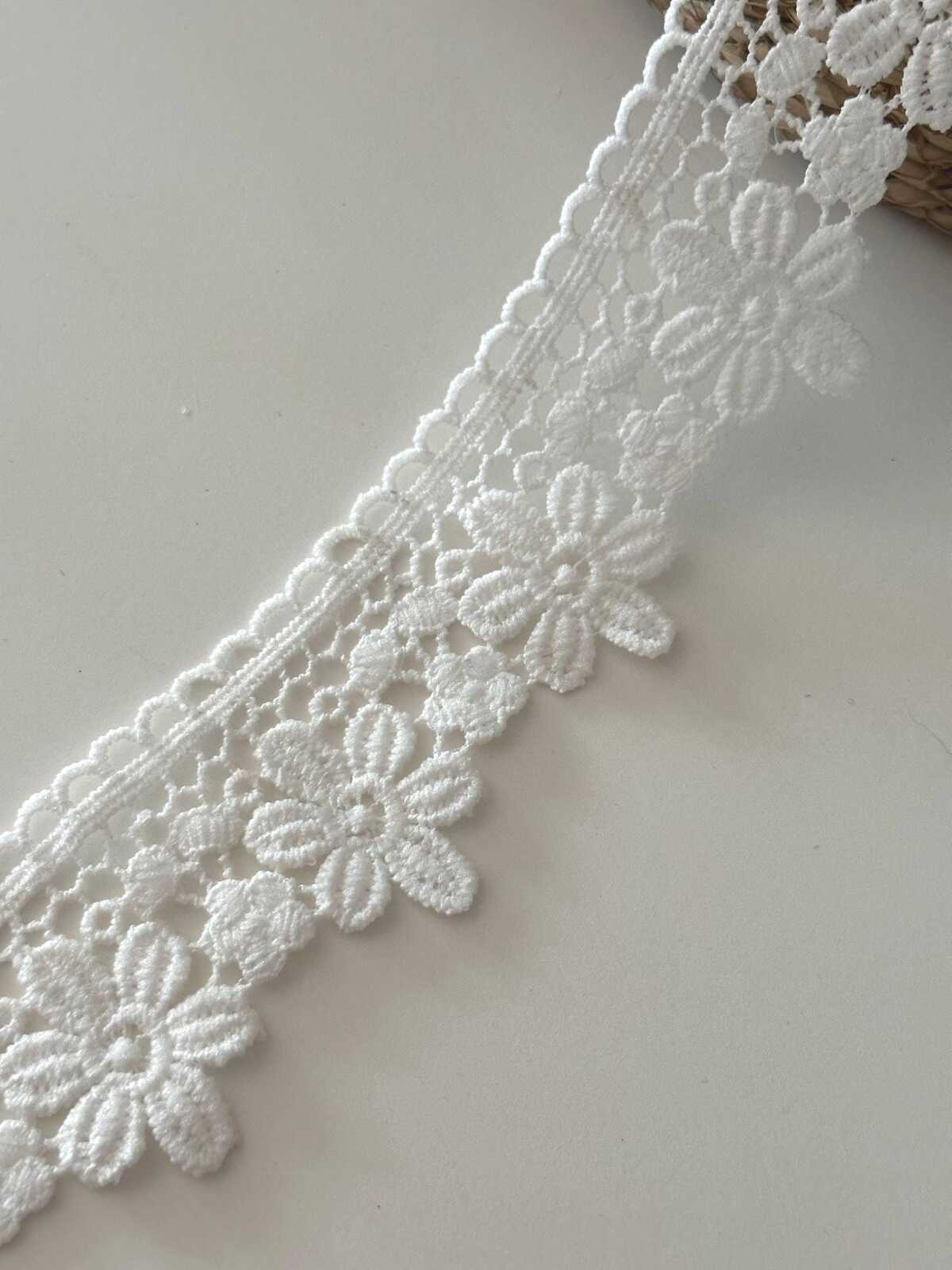 10yds White Guipure Floral Lace Trim, 2" Daisy Ribbon, Bulk Clearance Coquette Y2K Lace, Garment Trim, DIY Sewing, Retail Wholesale