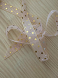 20Yds 0.9" Gold Polka Dot Sheer Organza Ribbon Trim, Hair Bow DIY Wholesale