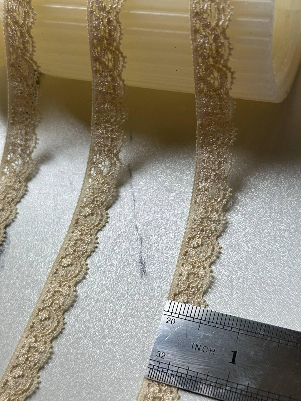 10yds Beige Stretch Lace Trim, 0.5" Elastic Ribbon, Bulk Clearance Coquette Y2K Lace, Lingerie Lace, DIY Sewing, Retail Wholesale