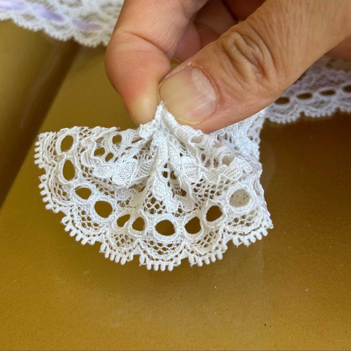 5yard 1.5" White Stretch Eyelash Lace Trim with Ribbon Slits by the Yard, Elastic Beading Lace Insert for Lolita, Lingerie, Garter, Doll