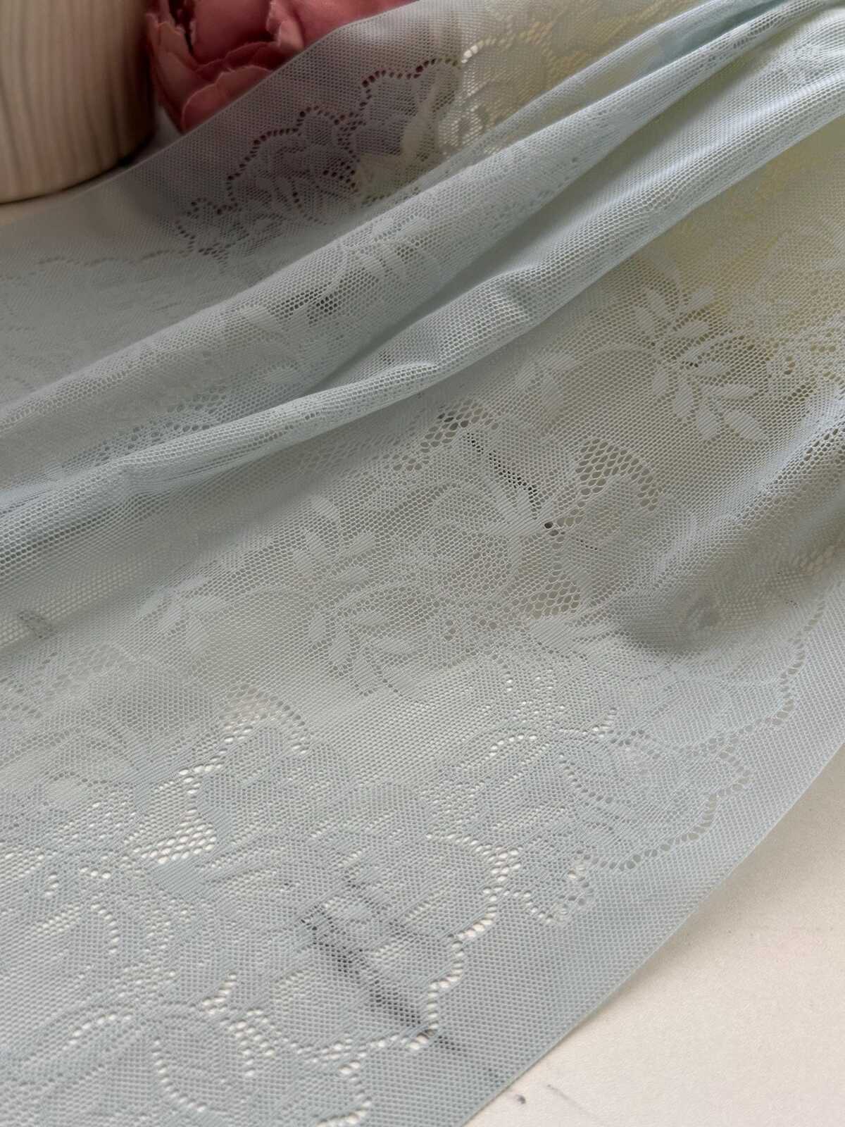 1Yd Stretch 12" Sage Seafoam Green Ultra Wide Floral Stretch Lace Wholesale