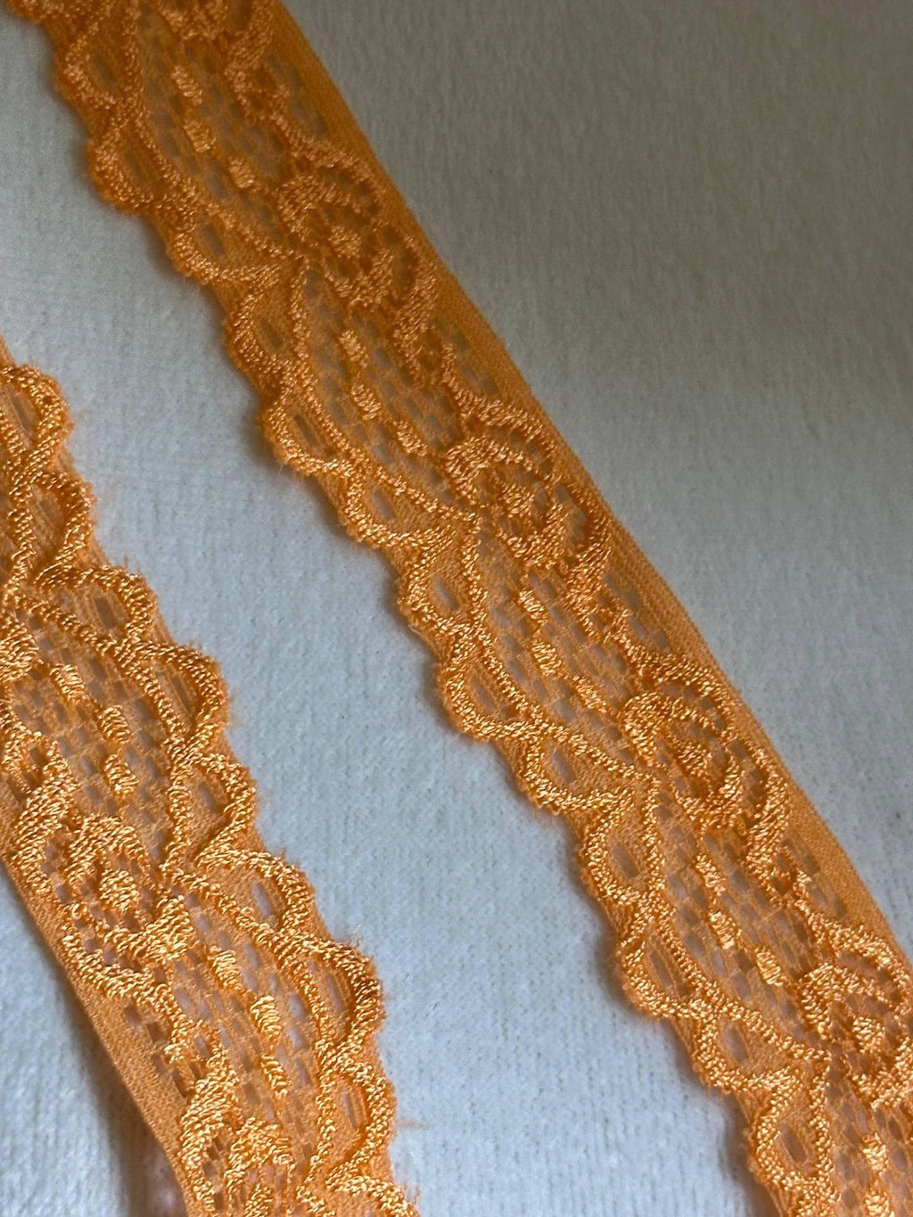 10yds  1" Apricot Orange Stretch Elastic Lace Trim Dainty Scalloped Edge Floral Ribbon for Lingerie Underwear Headbands Crafts Sewing