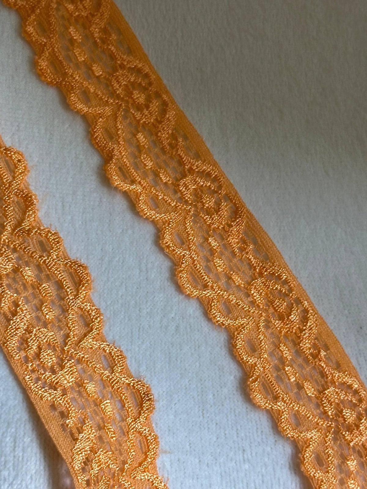 10yds  1" Apricot Orange Stretch Elastic Lace Trim Dainty Scalloped Edge Floral Ribbon for Lingerie Underwear Headbands Crafts Sewing