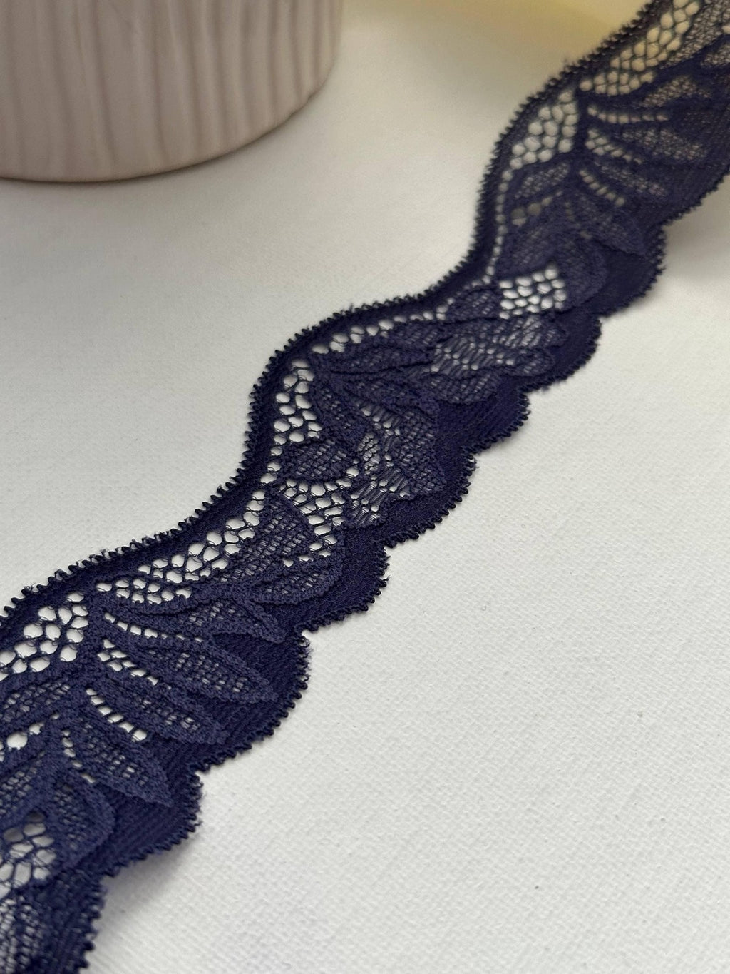 10Yds Stretch 1.5" Royal Navy Blue Wavy Scalloped Stretch Lace Trim Wholesale
